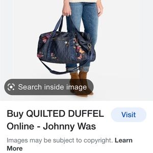 Johnny Was like new denim like quilted duffle weekender bag